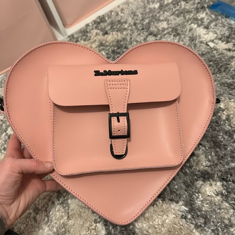 Dusty Rose Dr. Martens heart-shaped bag
